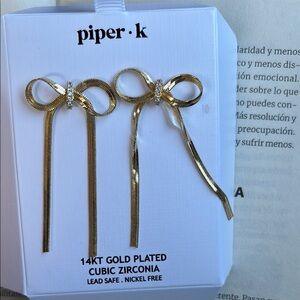 Piper K Gold Bow Earrings